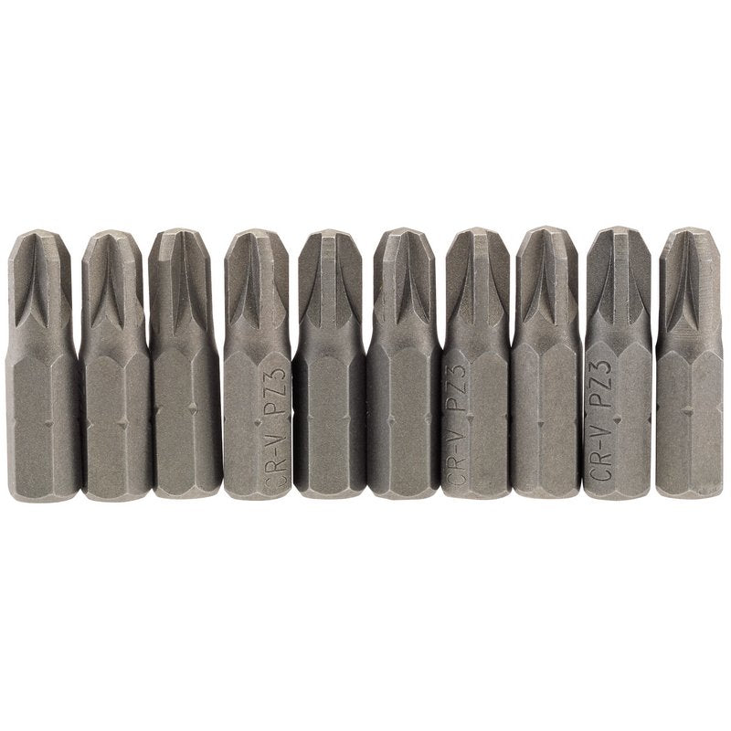 Draper No.3 PZ Screwdriver Bit 1/4" Hex 25mm Long (Pack of 10) 64057