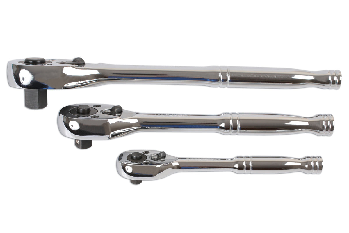 Laser Tools Standard Ratchet Set 1/4"D, 3/8"D, 1/2"D 3pc 6421