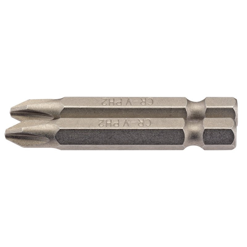 Draper No.2 Cross Slot Screwdriver Bit 1/4" Hex 50mm Long (Pack of 2) 64237
