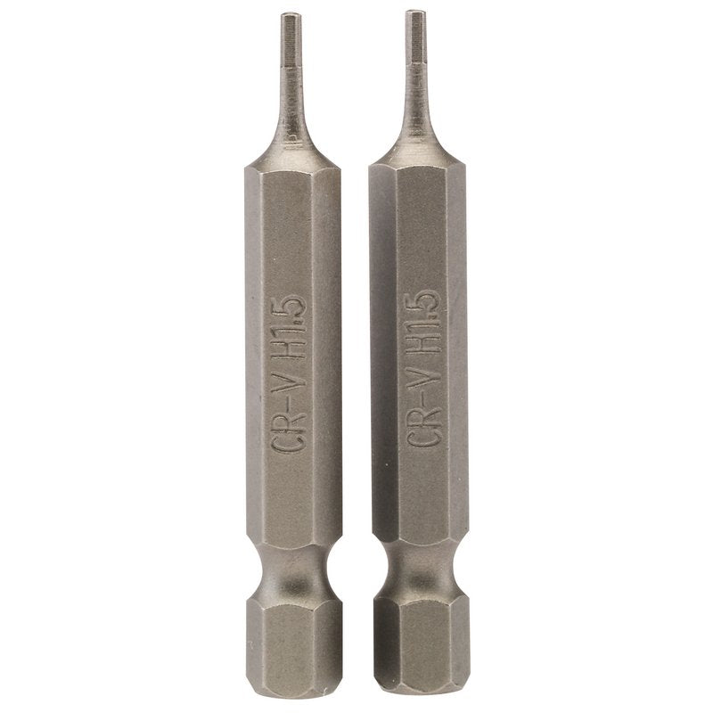 Draper Hexagonal Screwdriver Bit 1.5mm 1/4" Hex 50mm Long (Pack of 2) 64243