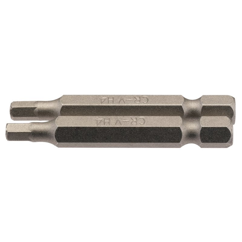 Draper Hexagonal Screwdriver Bit 4mm 1/4" Hex 50mm Long (Pack of 2) 64254