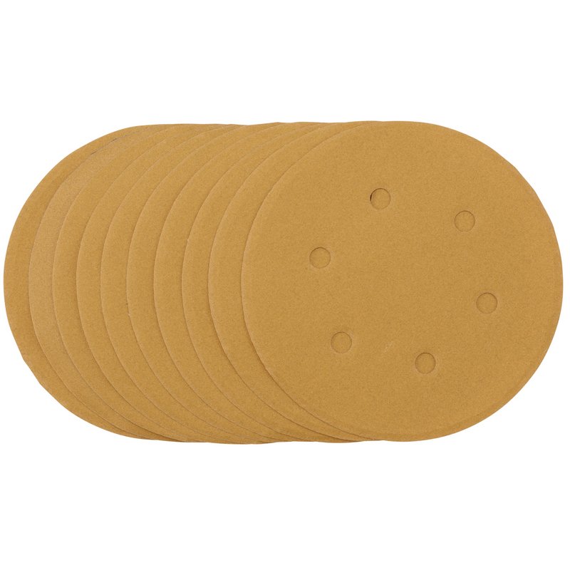 Draper Gold Sanding Discs Hook & Loop 150mm 240 Grit 6 Holes 10 Pack of 10 64257