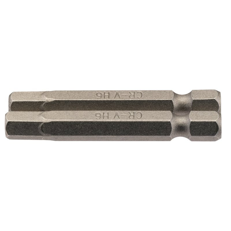 Draper Hexagonal Screwdriver Bit 6mm 1/4" Hex 50mm Long (Pack of 2) 64259