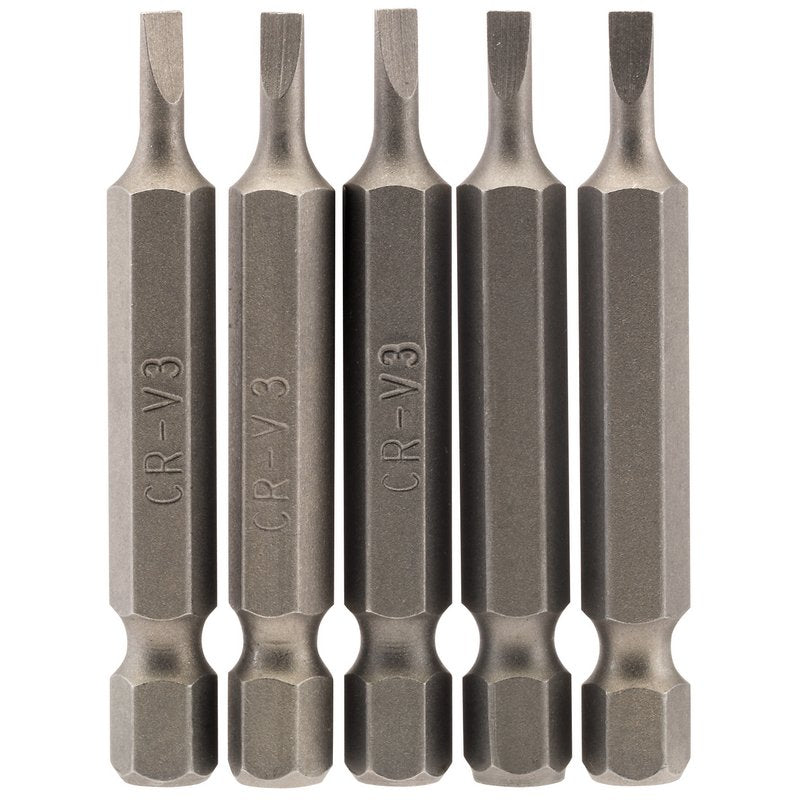 Draper Plain Slot Screwdriver Bit 3mm 1/4" Hex 50mm Long (Pack of 5) 64267