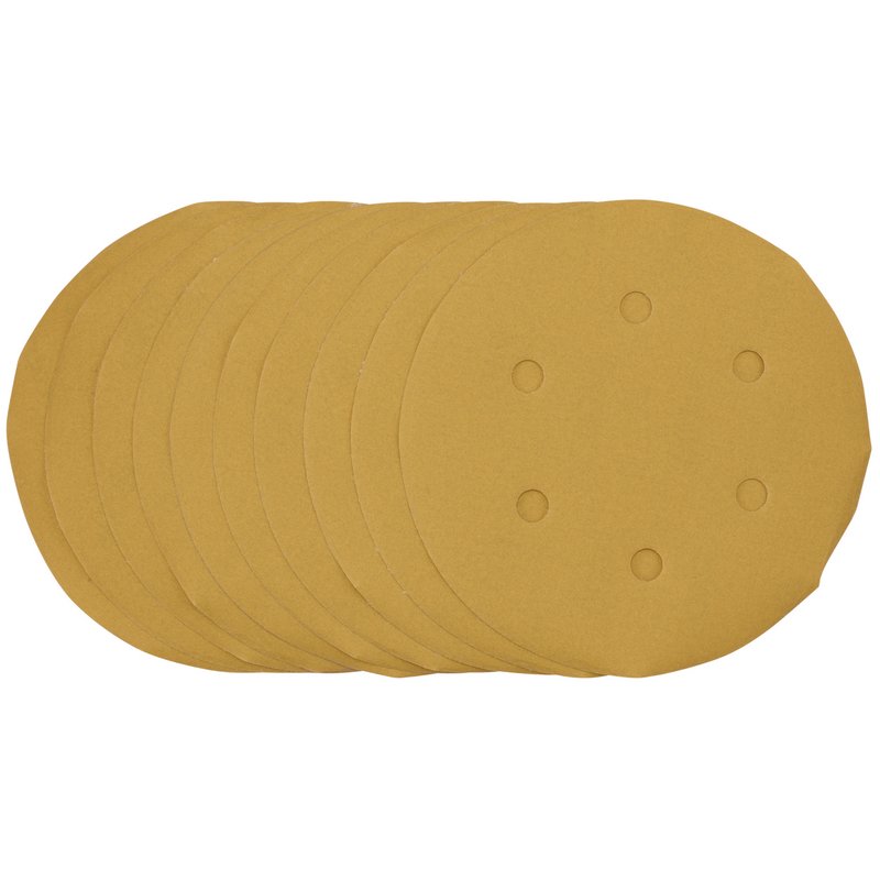 Draper Gold Sanding Discs Hook & Loop 150mm 400 Grit 6 Holes 10 Pack 64282