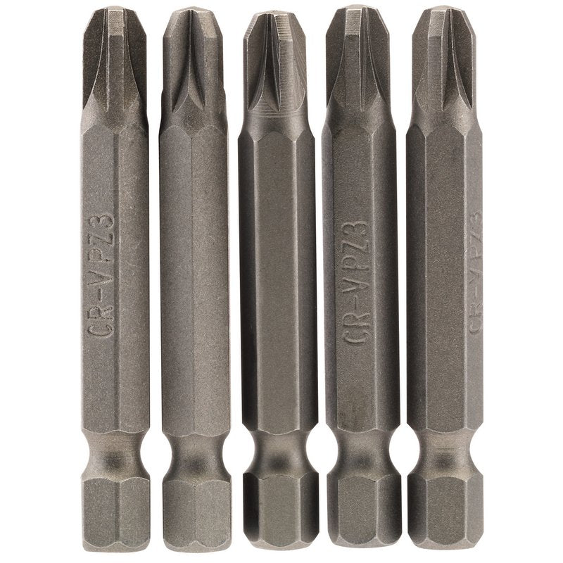 Draper No.3 PZ Screwdriver Bit 1/4" Hex 50mm Long (Pack of 5) 64286