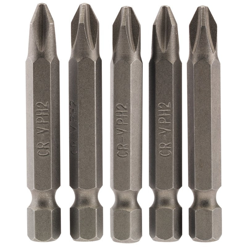 Draper No.2 Cross Slot Screwdriver Bit 1/4" Hex 50mm Long (Pack of 5) 64288