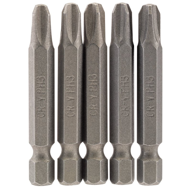 Draper No.3 Cross Slot Screwdriver Bit 1/4" Hex 50mm Long (Pack of 5) 64290