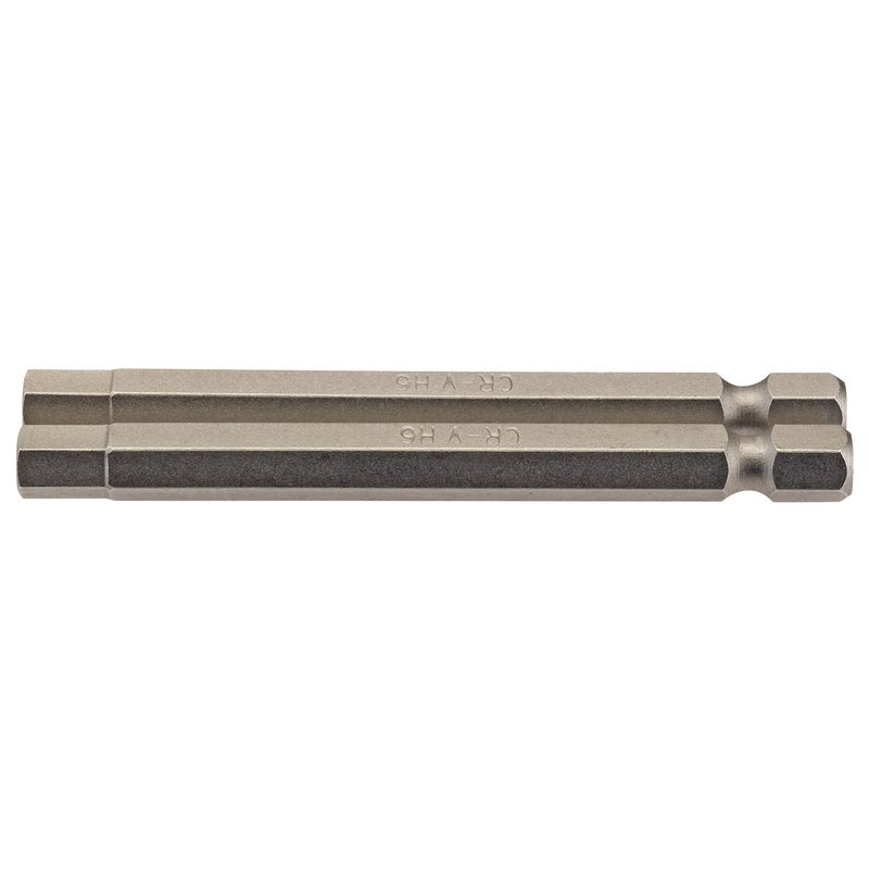 Draper Hexagonal Screwdriver Bit 6mm 1/4" Hex 75mm Long (Pack of 2) 64340