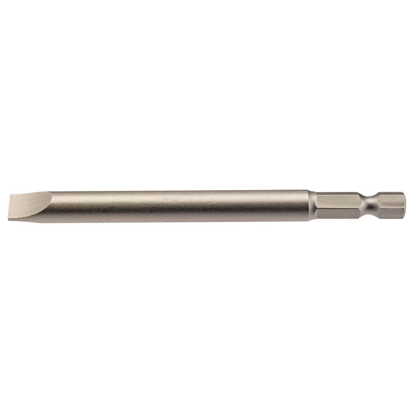 Draper Plain Slot Screwdriver Bit 8mm 1/4" Hex 100mm Long (Pack of 1) 64358