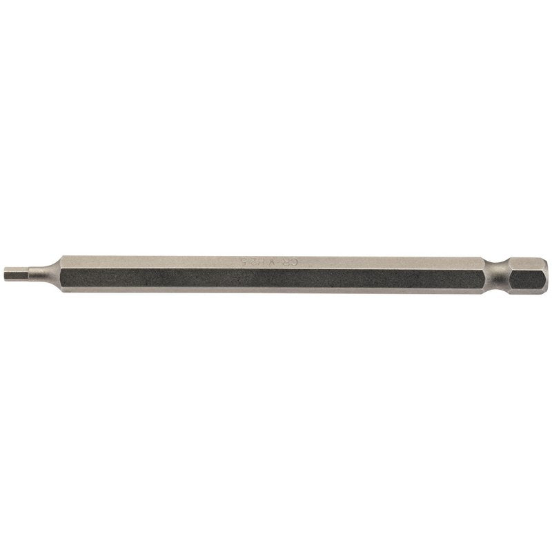 Draper Hexagonal Screwdriver Bit 2.5mm 1/4" Hex 100mm Long (Pack of 1) 64371