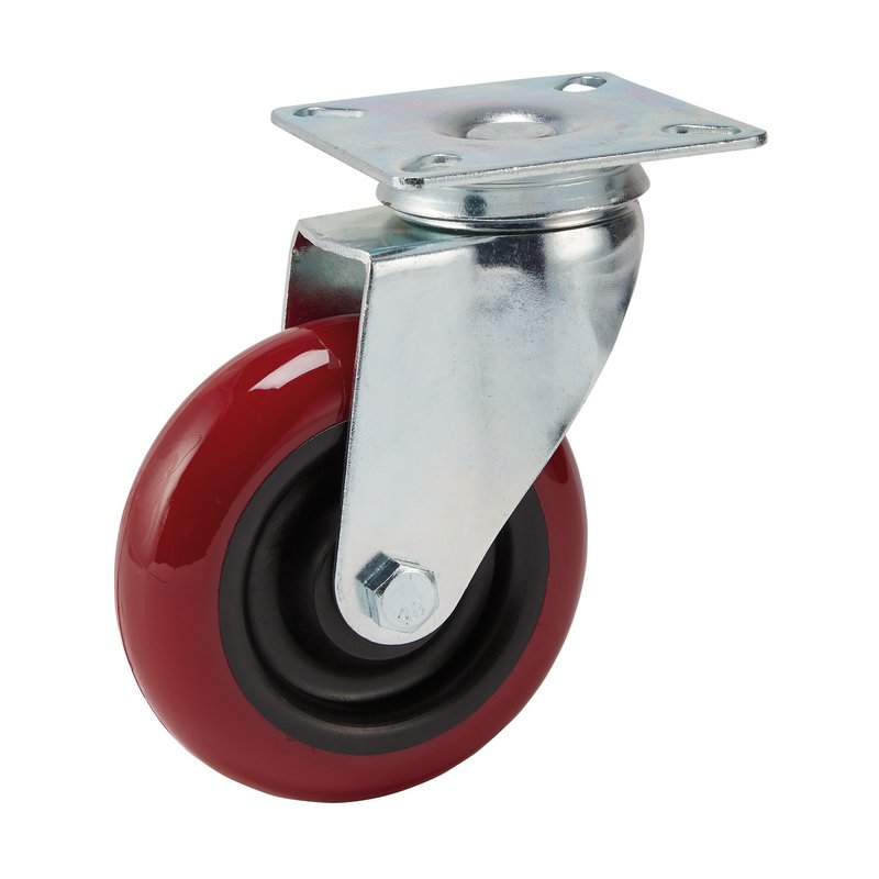 Draper Polyurethane Wheel with Brake Swivel Plate Fixing 100mm Heavy Duty 65518