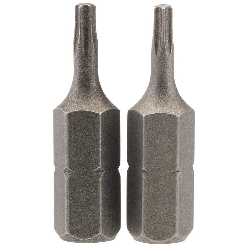 Draper T8 Torx Star Scredriver Bit 1/4" Hex 25mm Long (Pack of 2) 66426
