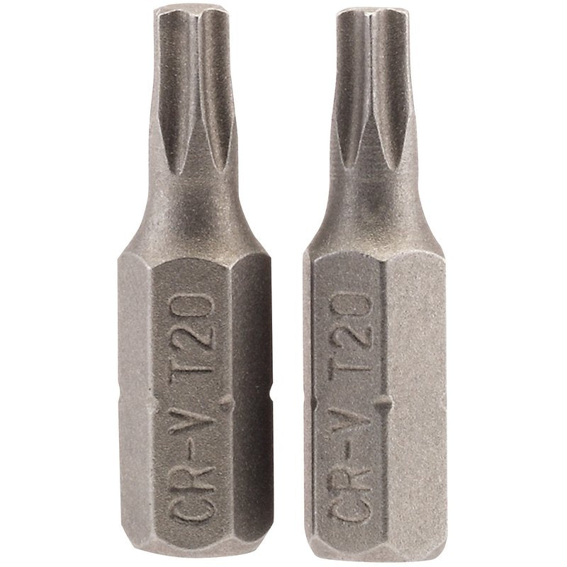 Draper T20 Torx Star Screwdriver Bit 1/4" Hex 25mm Long (Pack of 2) 66430