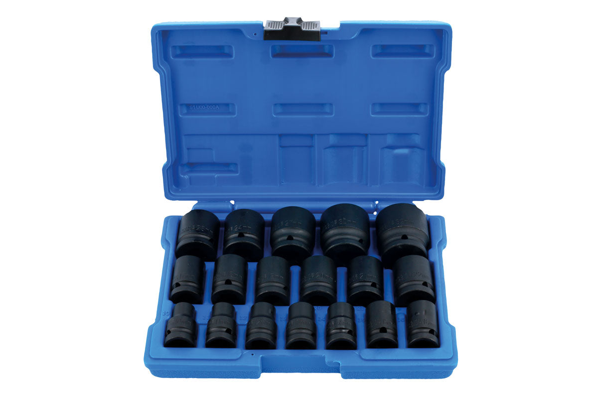 Laser Tools Metric Impact Socket Set 1/2"D Standard Length 18pc Black 6648