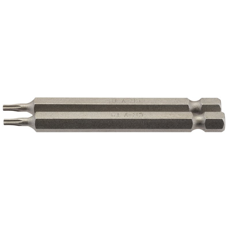 Draper T8 Torx Star Screwdriver Bit 1/4" Hex 75mm Long (Pack of 2) 66830