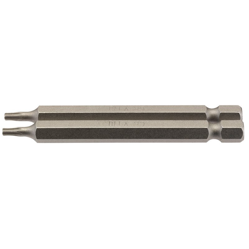 Draper T10 Torx Star Screwdriver Bit 1/4" Hex 75mm Long (Pack of 2) 66845