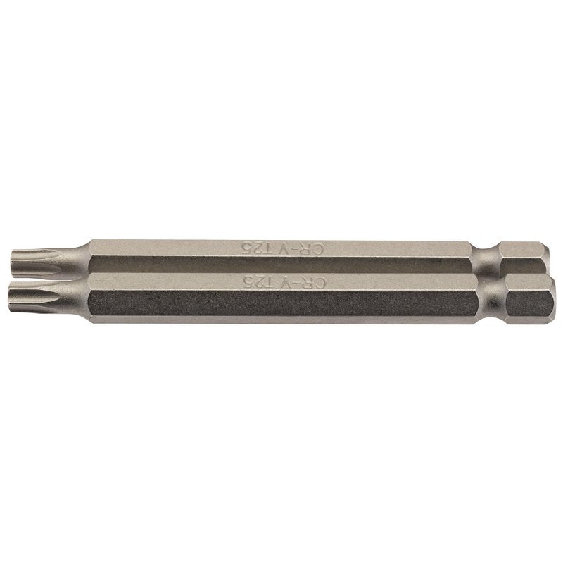 Draper T25 Torx Star Screwdriver Bit 1/4" Hex 75mm Long (Pack of 2) 66849