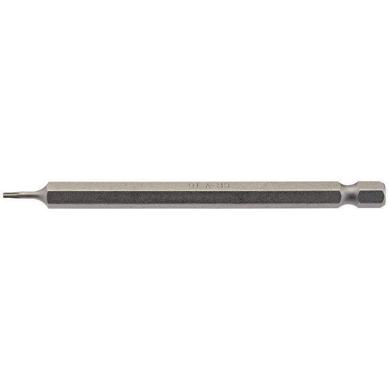 Draper T6 Torx Star ScrewdriverBit 1/4" Hex 100mm Long (Pack of 1) 66905