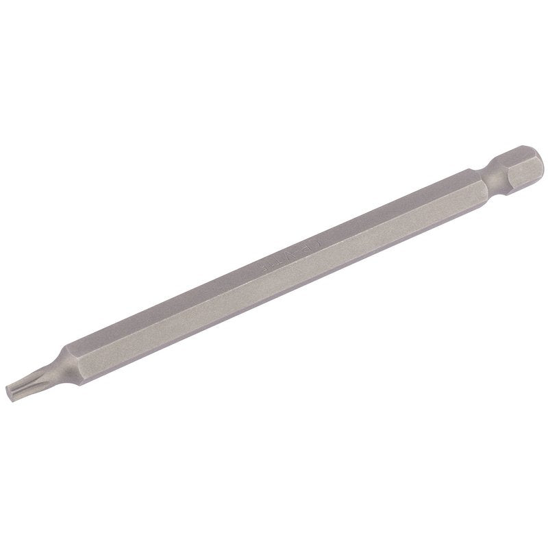Draper T15 Torx Star Screwdriver Bit 1/4" Hex 100mm Long (Pack of 1) 66913