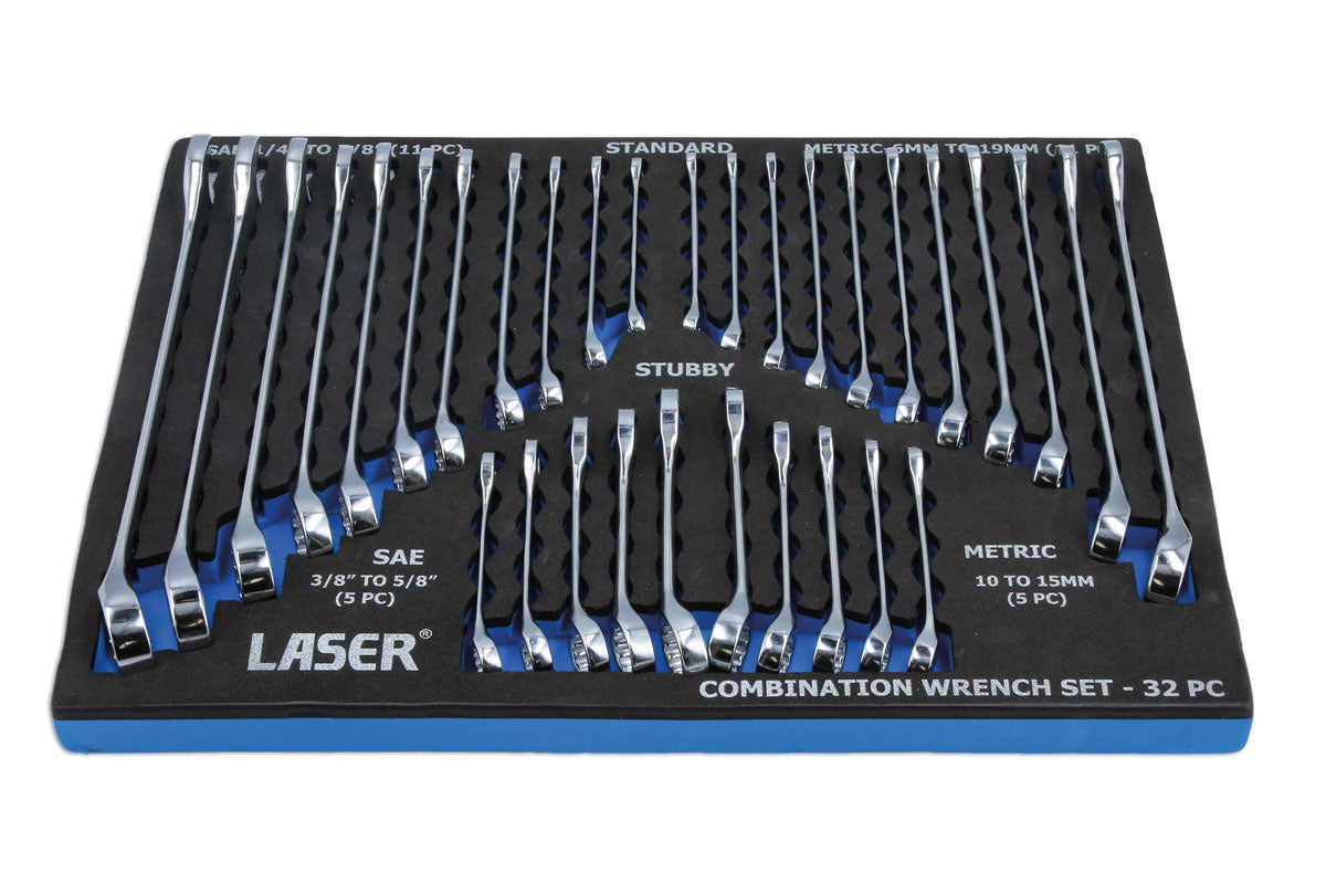 Laser Tools AF/Metric Combination Spanner Set 32pc 6795