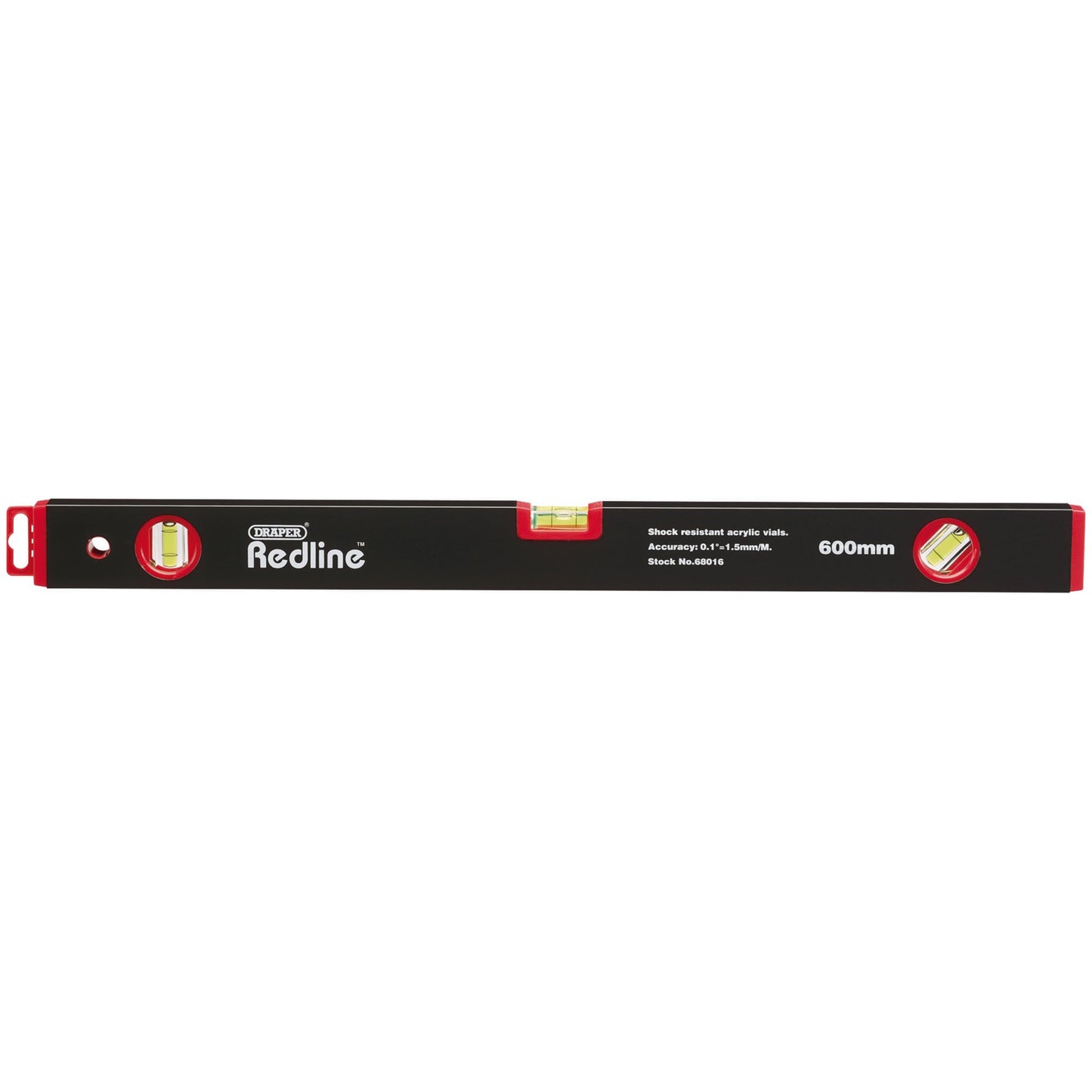 Draper Redline Box Section Spirit Level 600mm Aluminium 3 Vials 68016