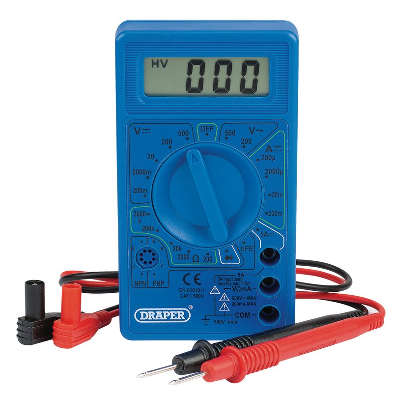Draper Digital Multimeter AC/DC Resistance Inc Test probes 68476