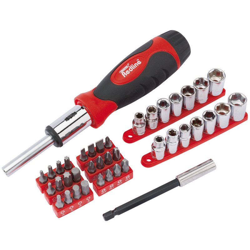 Draper Redline Ratcheting Screwdriver Socket and Bit Set 40 Piece 68835