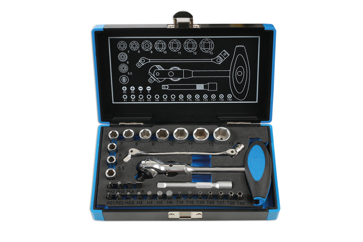 Laser Tools Roto Lock Socket and Bit Set 1/4"D 31pc 6916