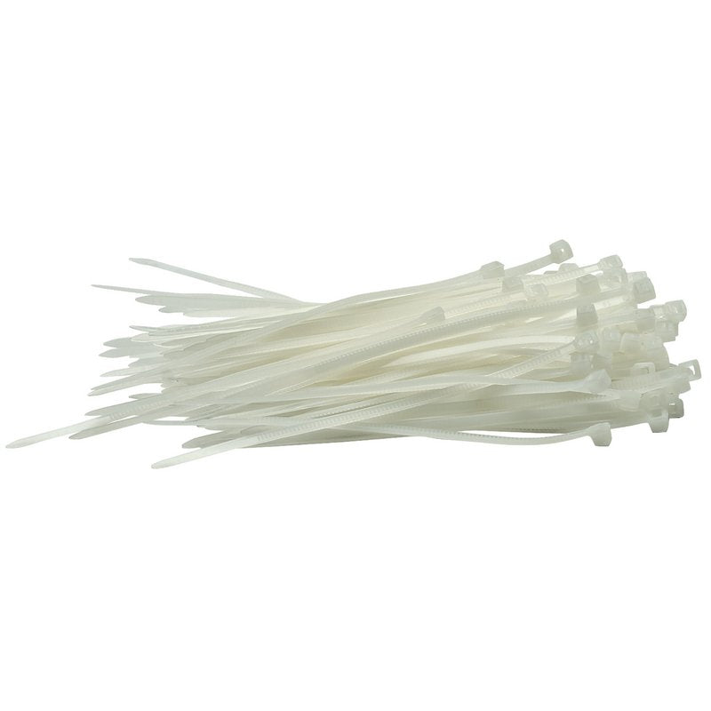 Draper Cable Ties 2.5 x 100mm White Pack of 100 Robust Nylon 70390