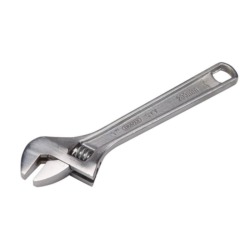 Draper 200mm 27mm Jaw Adjustable Wrench Satin Chrome Finish 70396