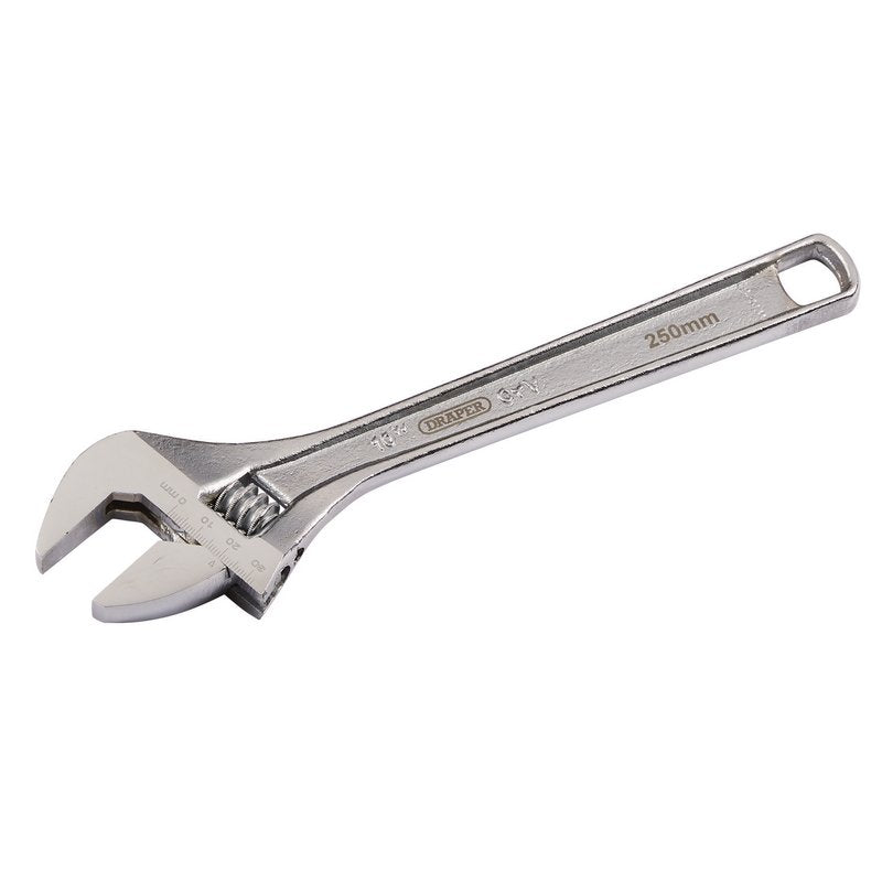 Draper 250mm 31mm Jaw Adjustable Wrench Satin Chrome Finish 70398