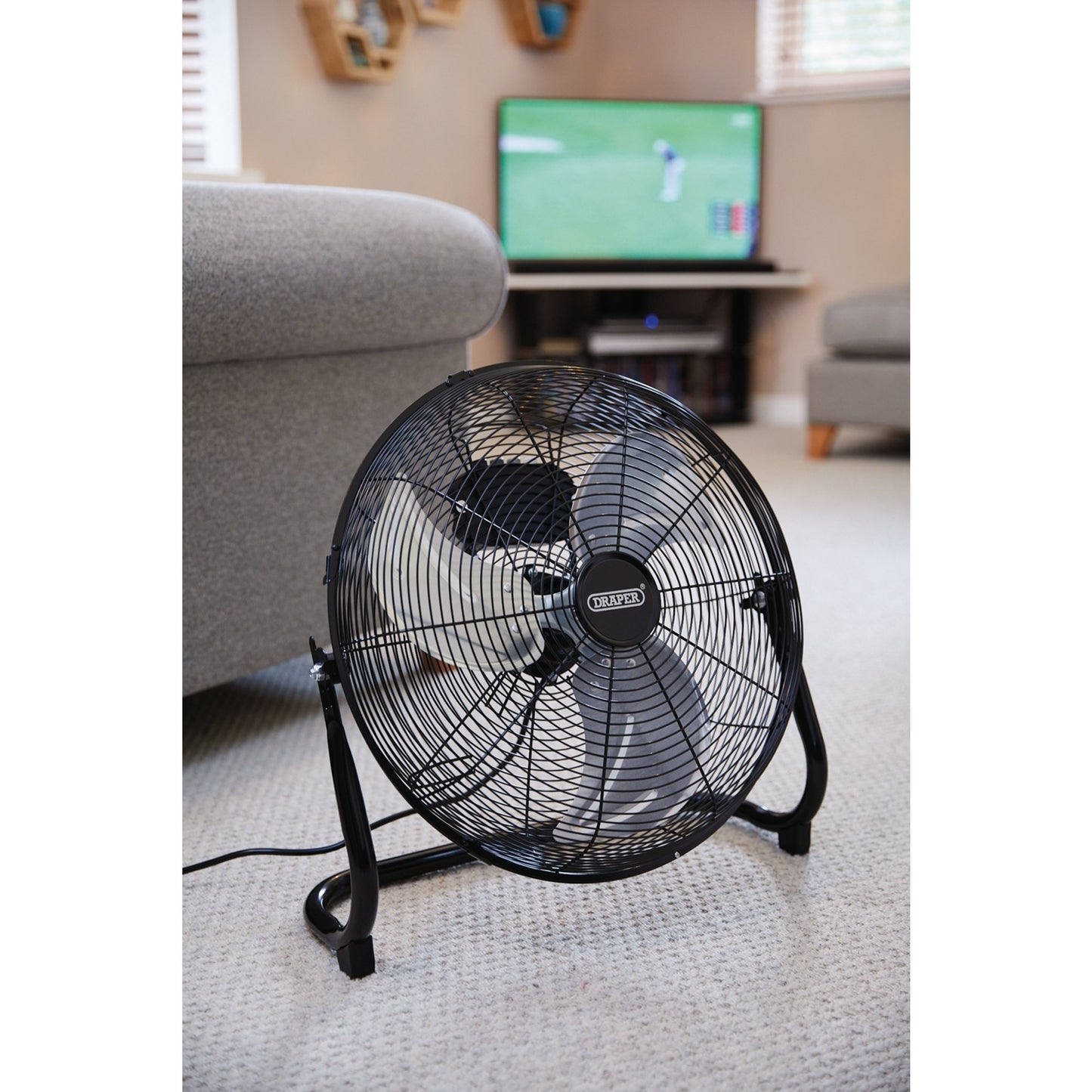 Draper 230V Floor Fan 16"/400mm 100W 3 Speed High Velocity Copper Motor 70432
