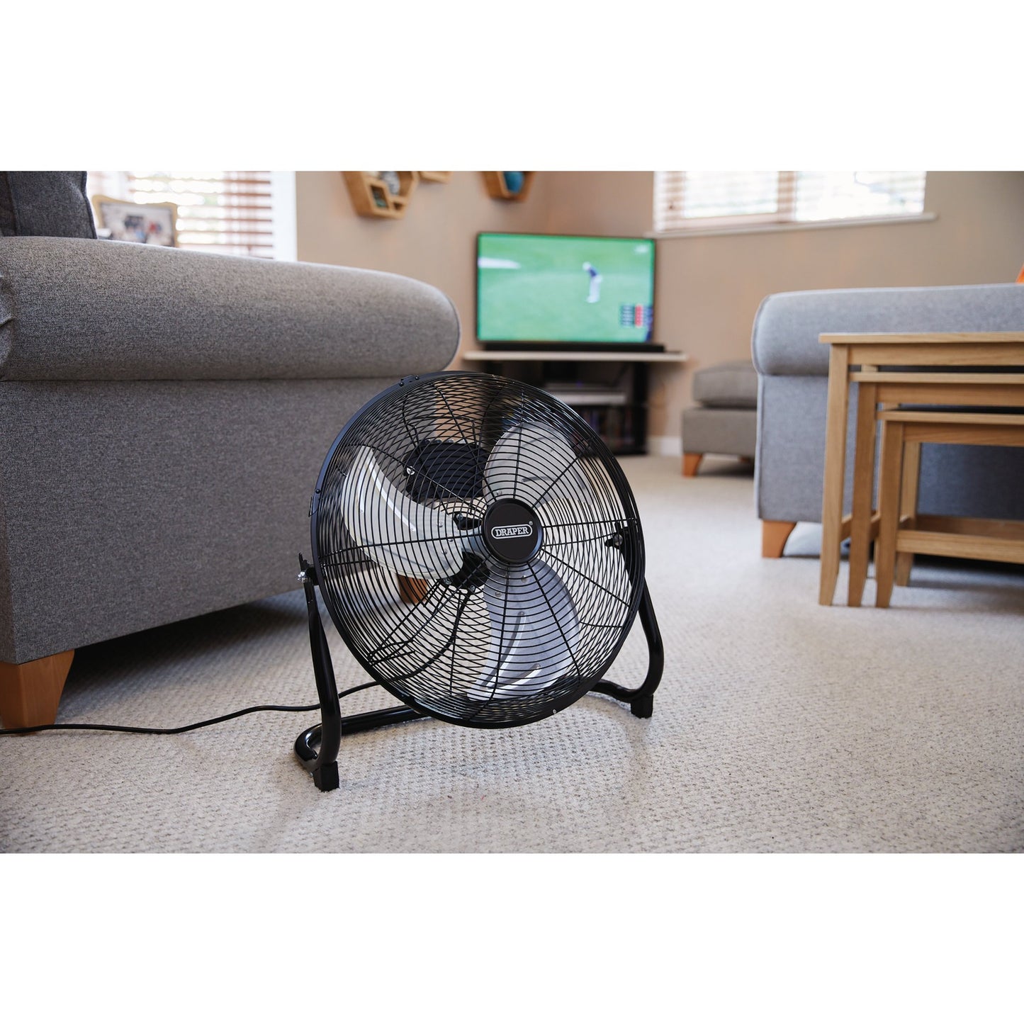 Draper 230V Floor Fan 16"/400mm 100W 3 Speed High Velocity Copper Motor 70432