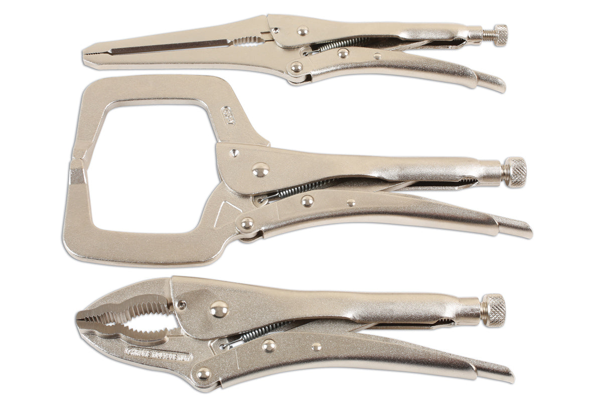 Laser Tools Locking Grip Wrench & Clamp Set 3pc 7129