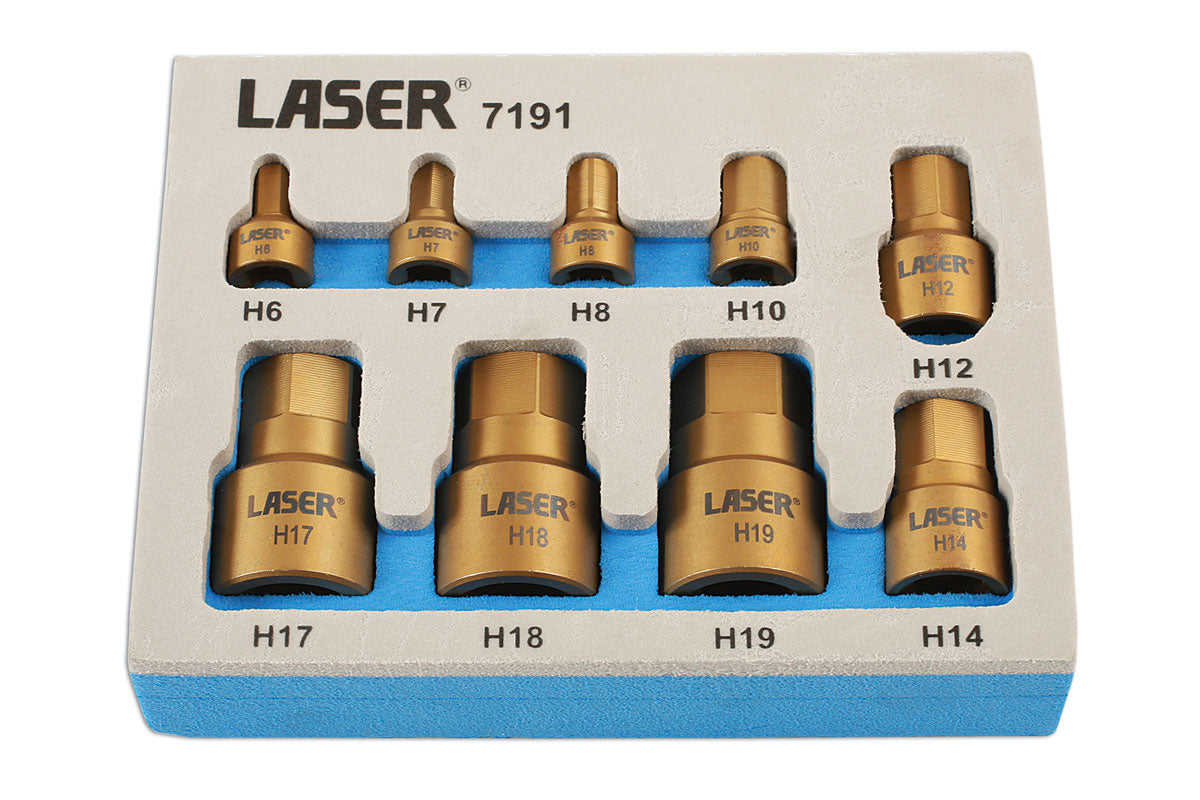 Low Profile Hex Bit Set 9pc by Laser Tools 7191