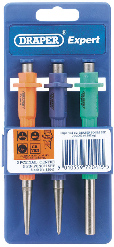 Draper Nailset Centre Punch and Pin Punch Set (3 Piece) 72041