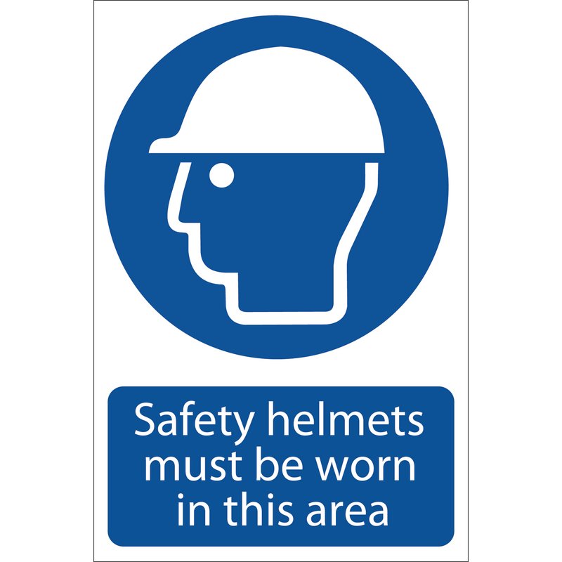 Draper Safety Helmet Sign Size 200 x 300mm 1mm PVC With Strong Adhesive 72053