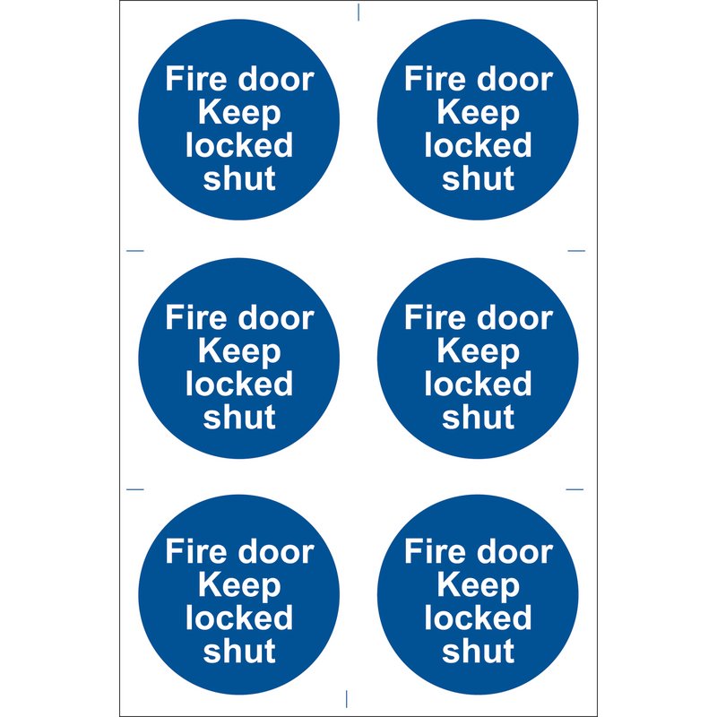 Fire Door Keep Locked' Mandatory Sign (Pack of 6)