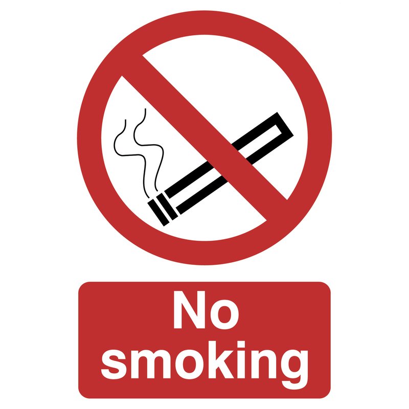 Draper No Smoking Prohibition Sign 200 x 300mm PVC With Strong Adhesive 72165