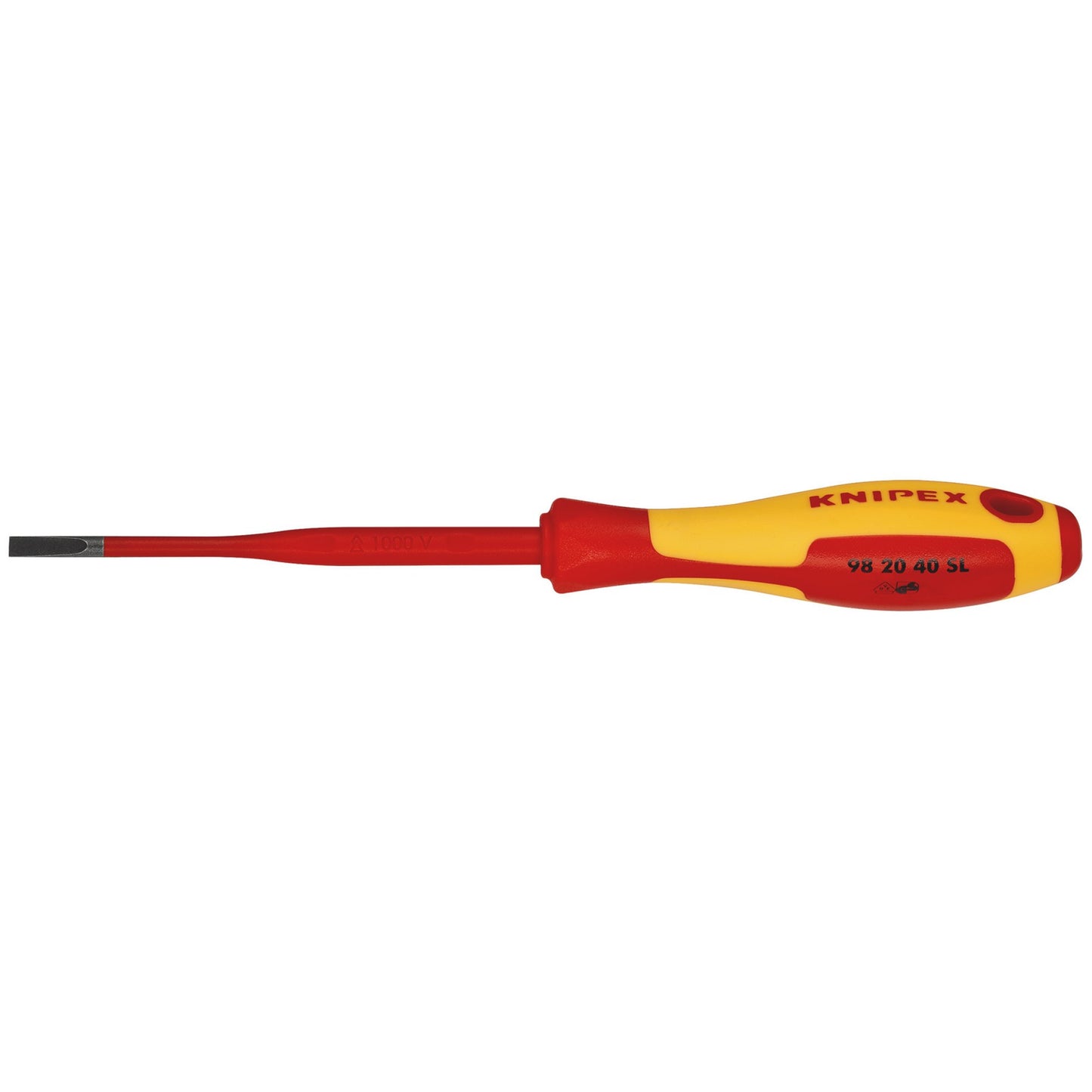 KNIPEX VDE Insulated Slotted Screwdriver 4.0 x 100mm Slim Anti Roll 98 20 40 SL