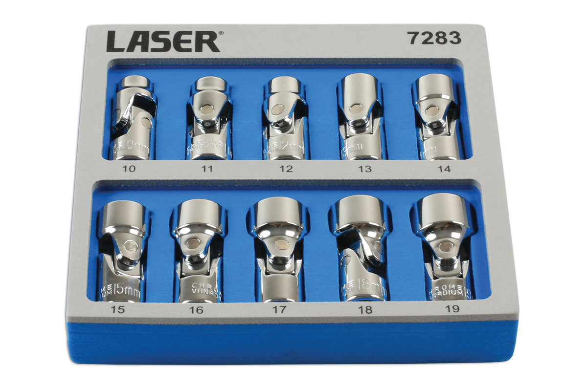 Laser Tools Metric Universal Joint Socket Set 3/8"D 10pc 6pt 10mm to 19mm 7283