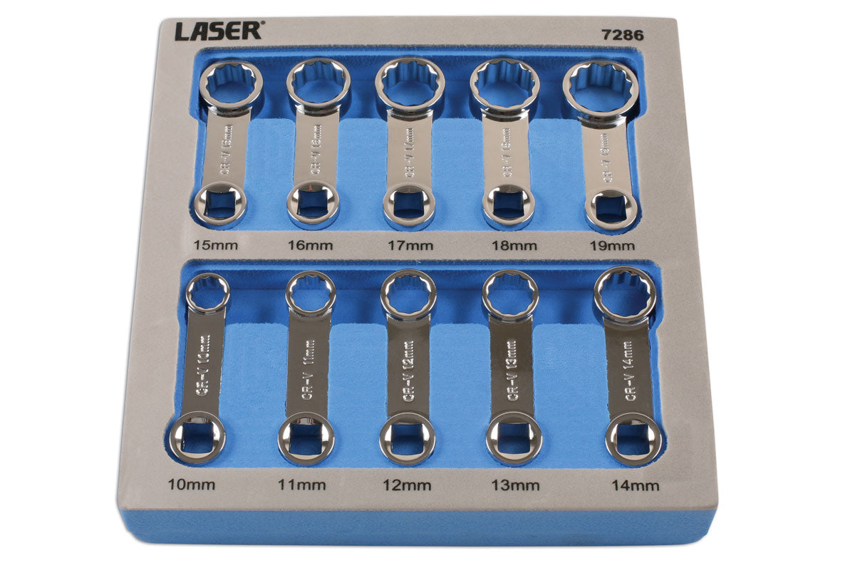 Laser Tools Torque Adaptor Set 3/8"D 10pc Bi-Hex Sizes 10 Thru 19mm 7286