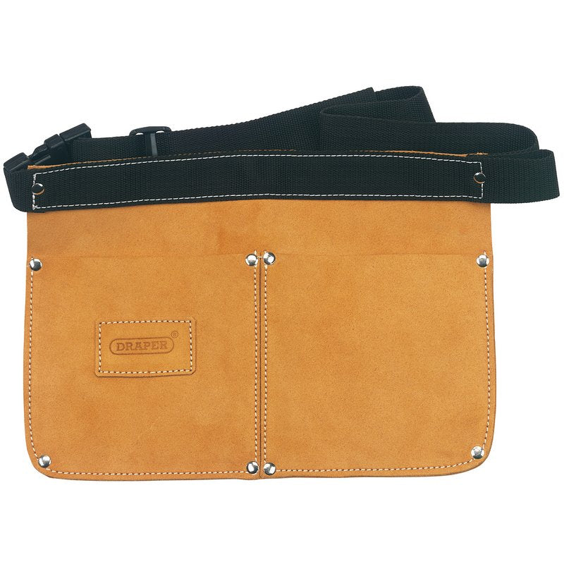 Draper Double Pocket Nail Pouch Suede Leather With 40mm Wide Nylon Belt 72920