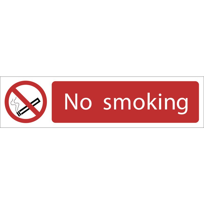 Draper No Smoking Prohibition Sign 200 x 50mm PVC With Strong Adhesive 73159