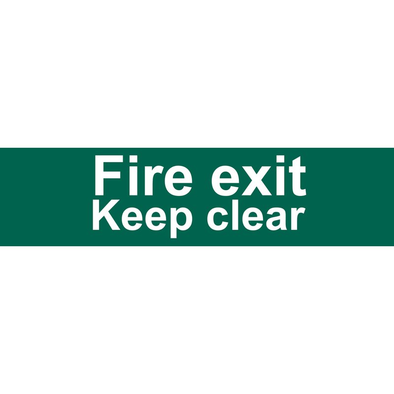 Draper Fire Exit Keep Clear Safety Sign 200 x 50mm PVC With Adhesive 73221