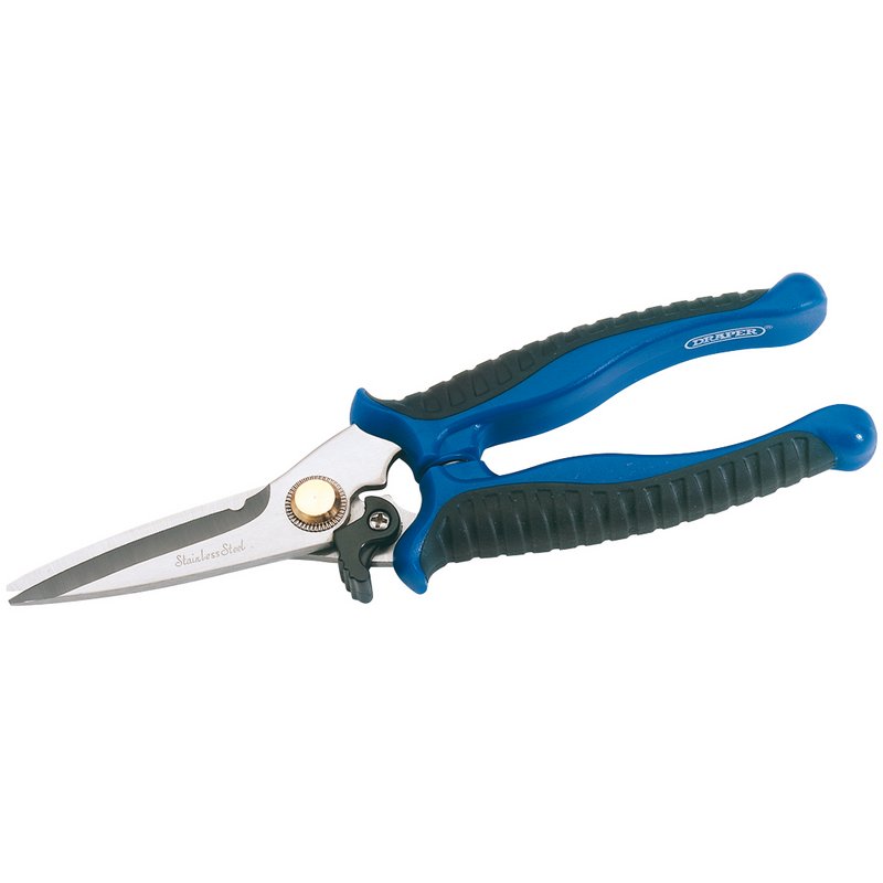 Draper Universal Snips 200mm Steel Copper Aluminium Sheet Carpet & Rubber 73745