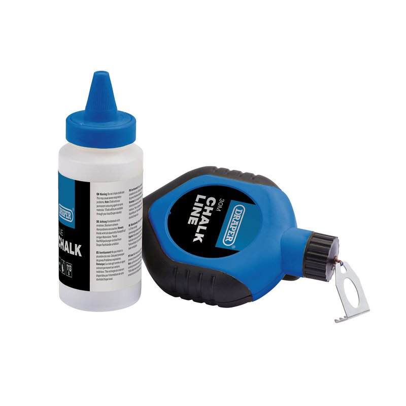 Draper Chalk Line Set 30m 115g 2 Piece Self Chalking Blue75045