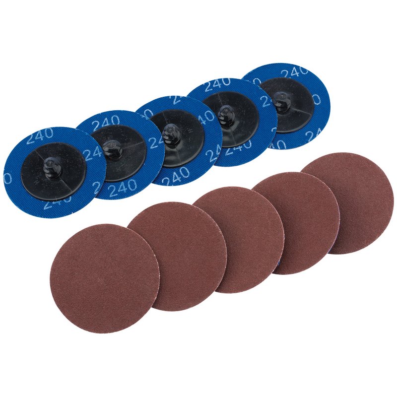 Draper Aluminium Oxide Sanding Discs 50mm 240 Grit 10 Pack 75613