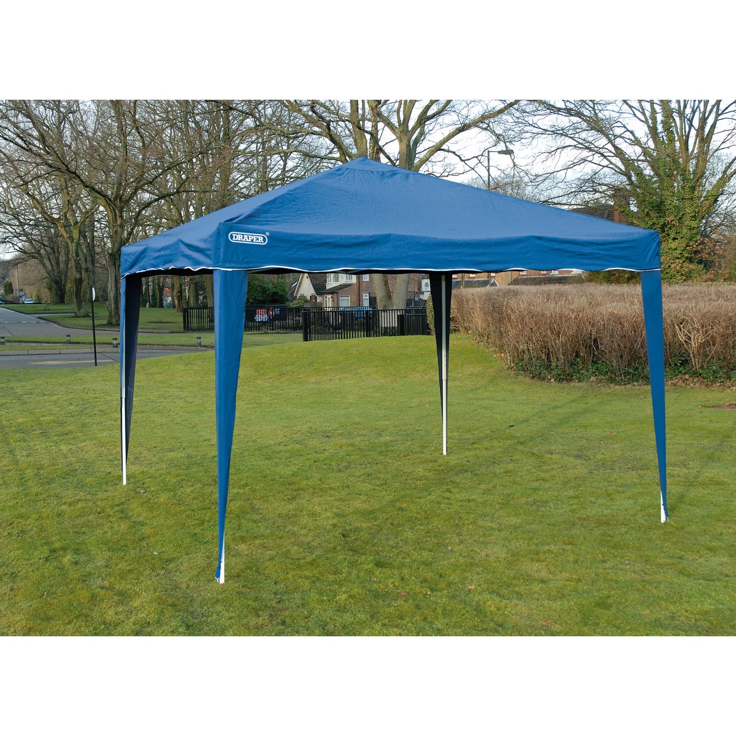 Draper Concertina Gazebo 3 x 3m Blue Steel Legs Frame Splashproof Material 76940